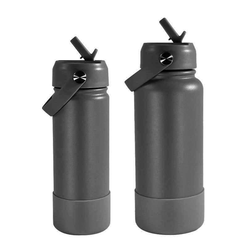 Stainless steel vacuum bottle - with straw