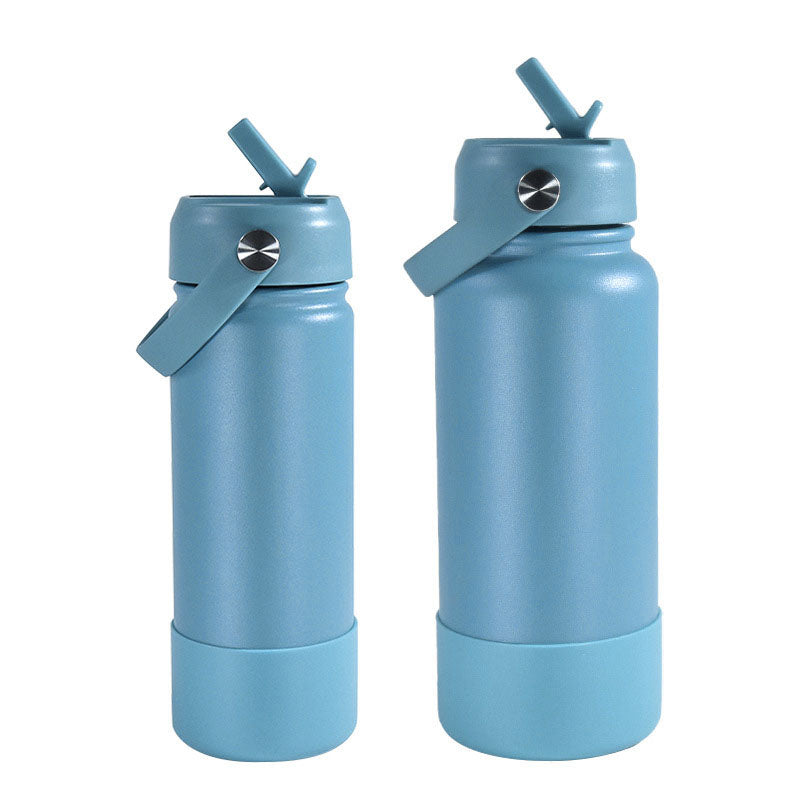 Stainless steel vacuum bottle - with straw