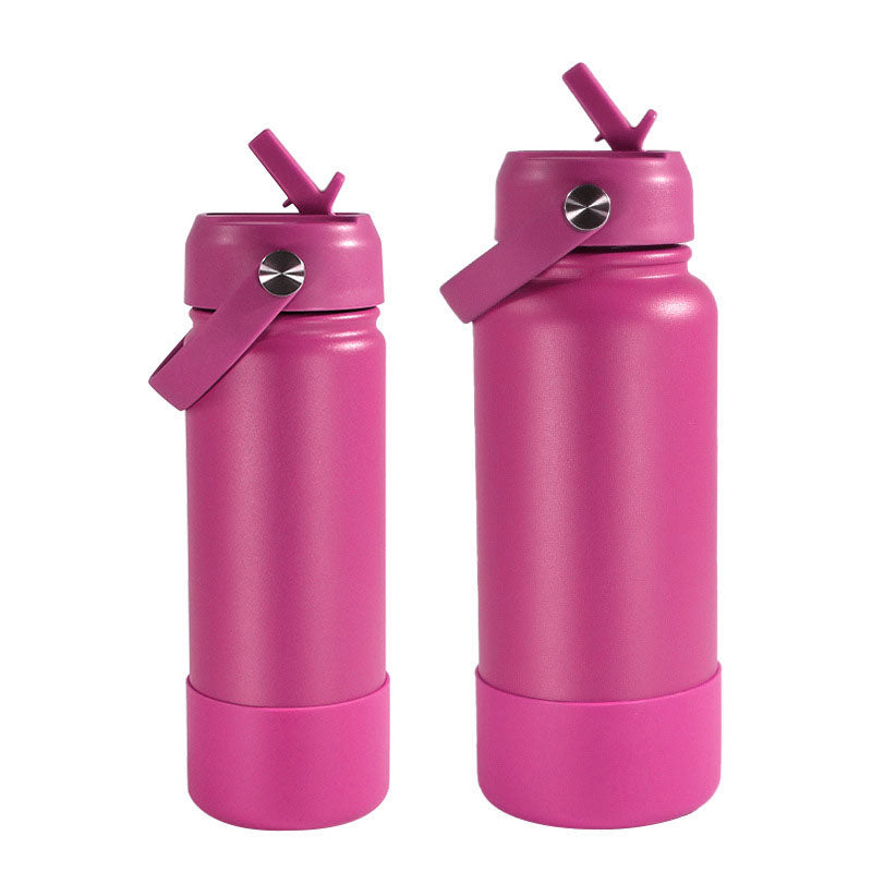 Stainless steel vacuum bottle - with straw