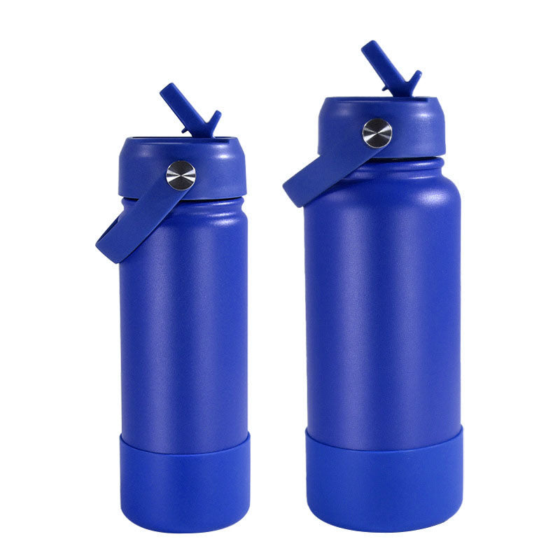 Stainless steel vacuum bottle - with straw