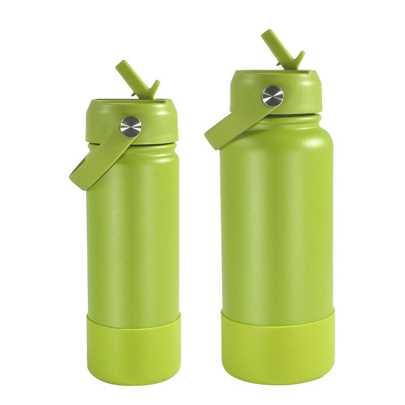 Stainless steel vacuum bottle - with straw
