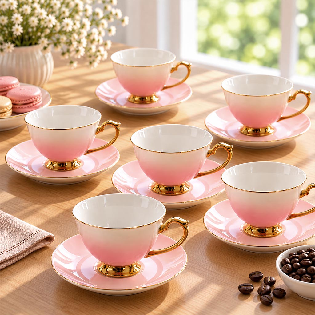 Pink & Gold Coffee Set P11