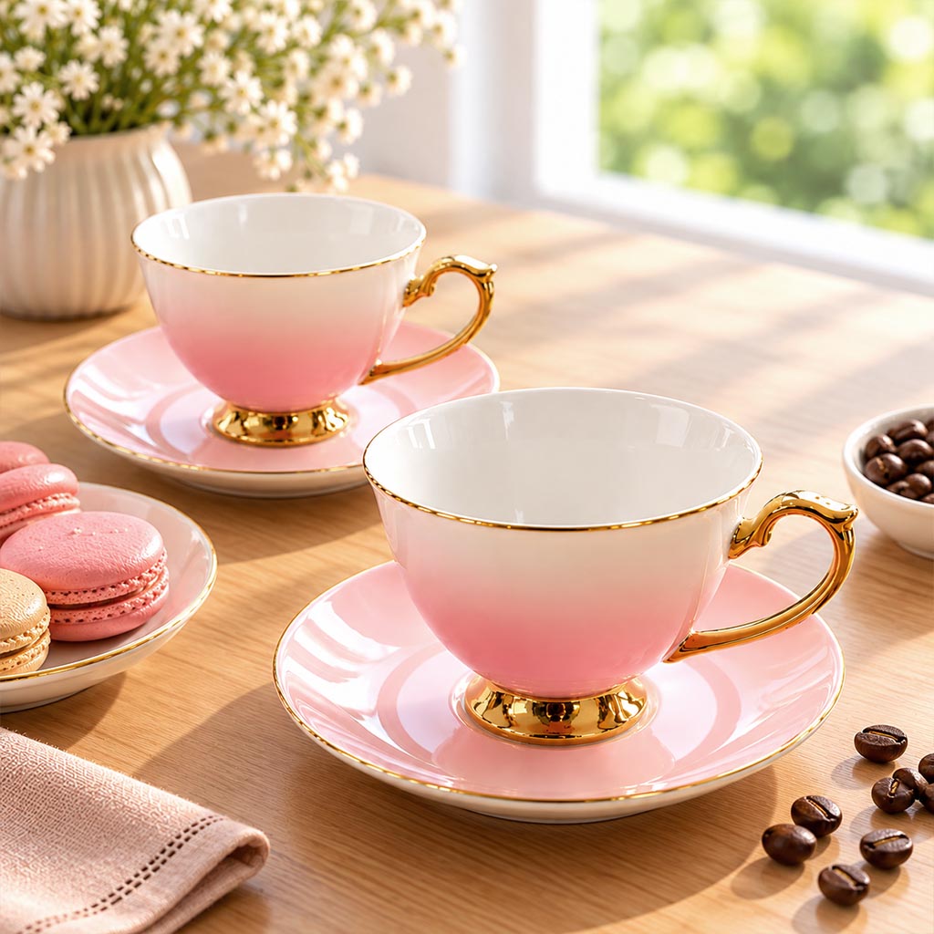 Pink & Gold Coffee Set P11