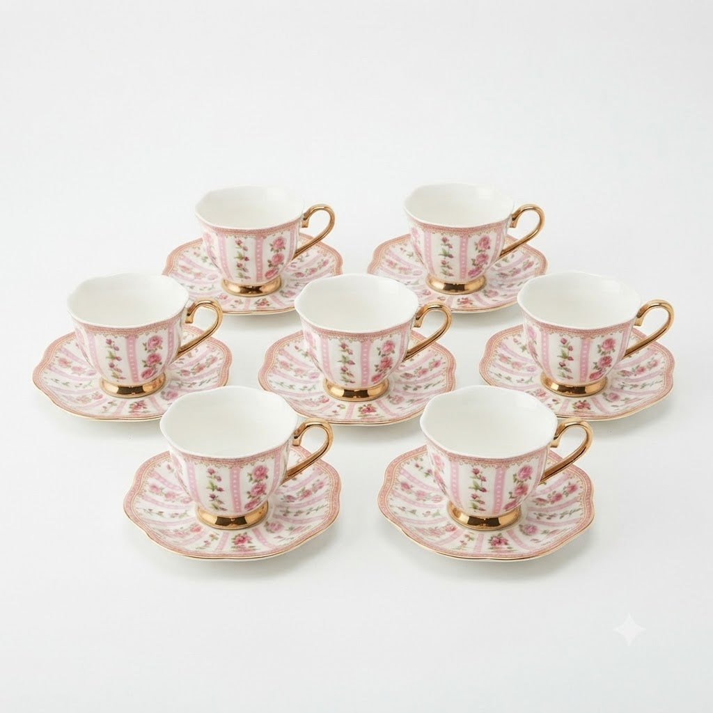 Pink Rose & Gold Trim Coffee Cup 100 ml