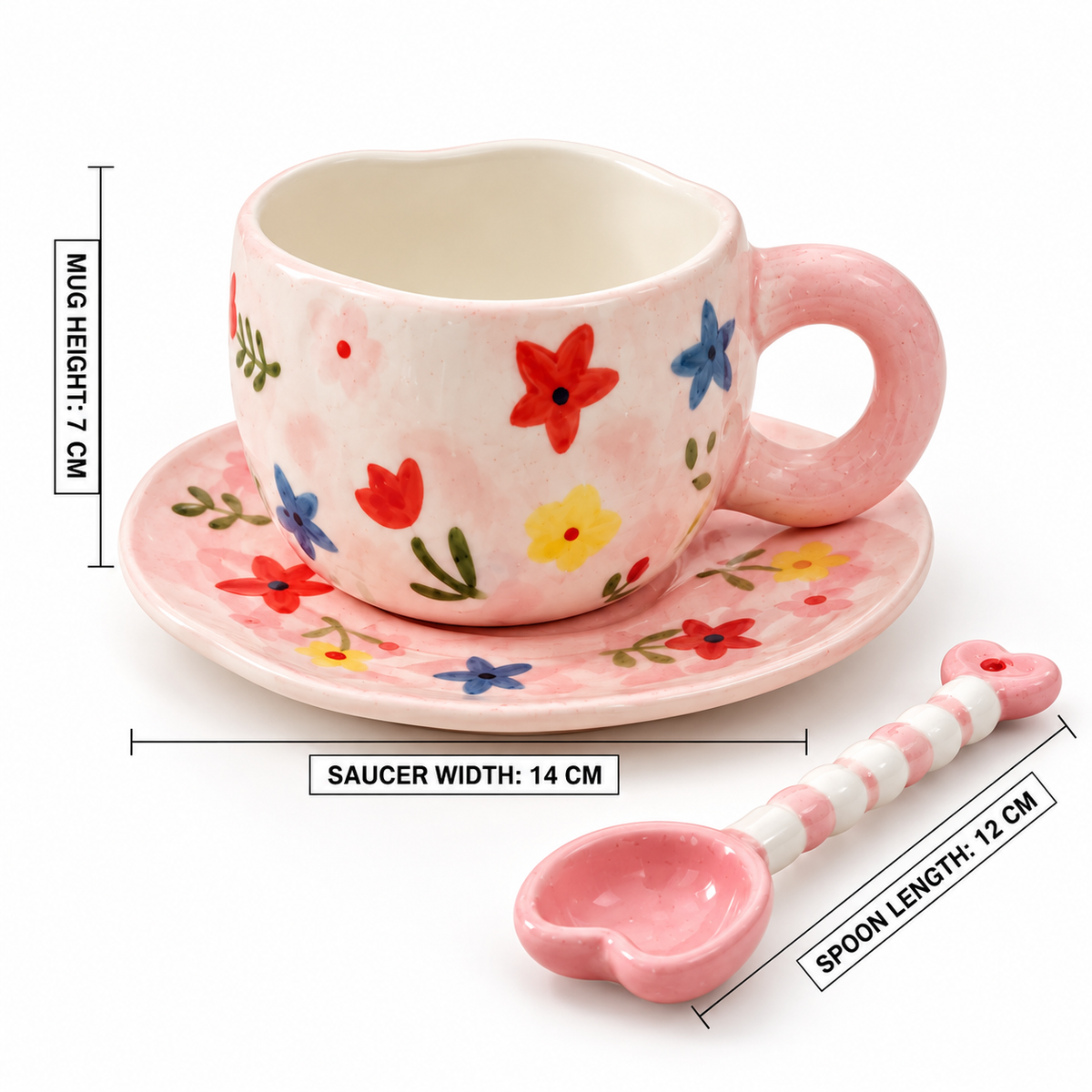 Handmade Ceramic cup and saucer 1 cup+1 saucer+1 spoon/Set