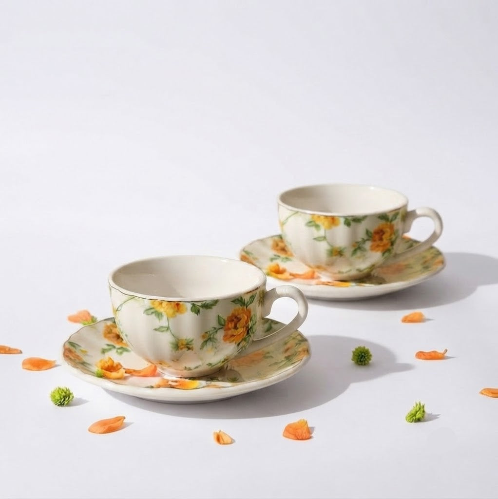 Yellow Flower Coffee  Cups 90 ml