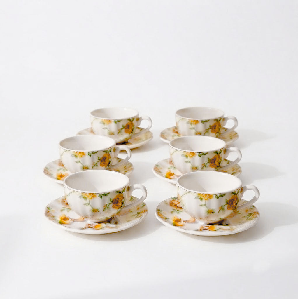 Yellow Flower Coffee  Cups 90 ml