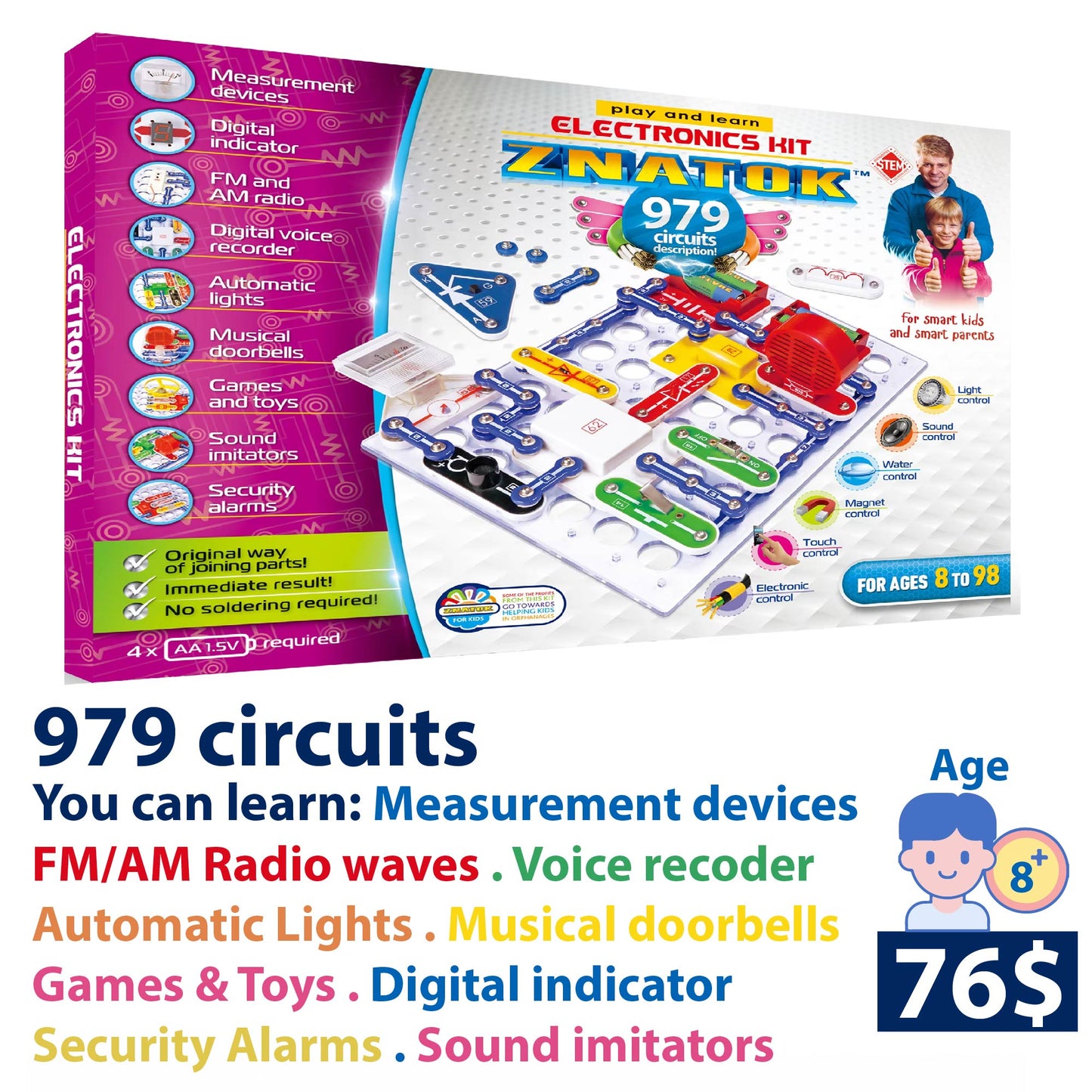 Electronic kit 979 circuits  from Znatok